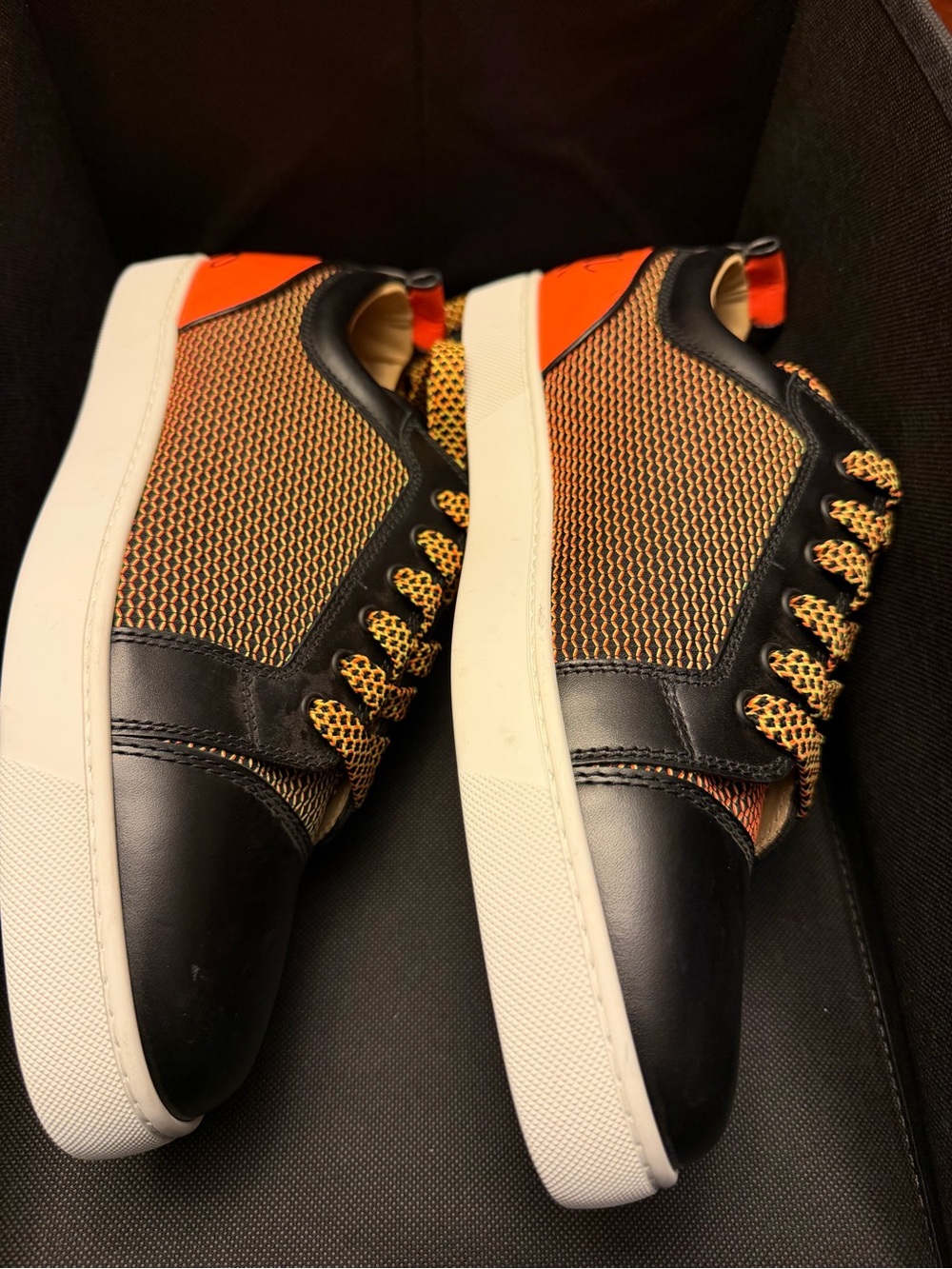 Christian Louboutin Men's Low-Top Sneakers in Black and Orange